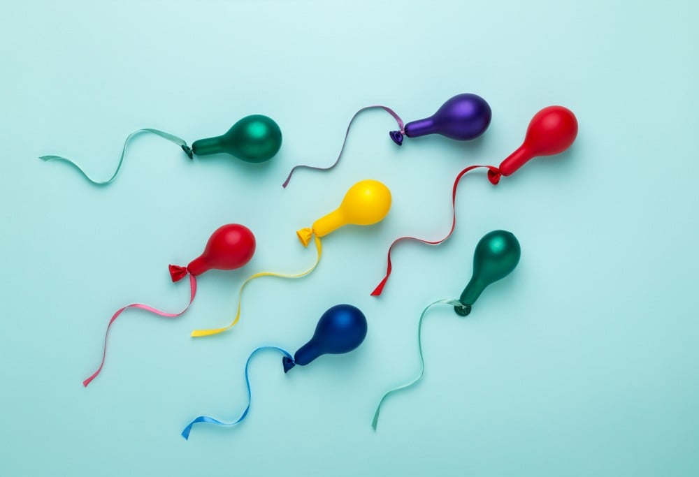 Ballons colorés représentants des spermatozoïdes