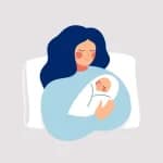 Illustration d'une mère tenant son nouveau-né dans les bras, évoquant l'âge idéal premier enfant