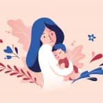 Illustration d’une mère avec son bébé représentant la PMA pour les femmes seules