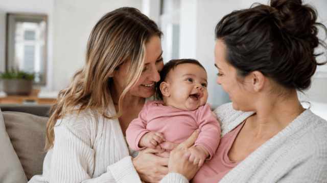 sites de coparentalité illustrés par deux femmes avec un bébé