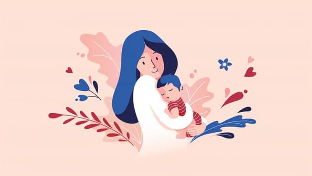 Illustration d’une mère avec son bébé représentant la PMA pour les femmes seules