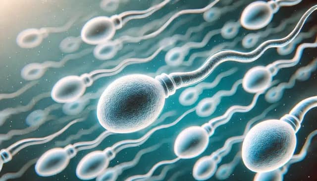Illustration médicale de sperme de qualité avec spermatozoïdes sains et mobiles en mouvement