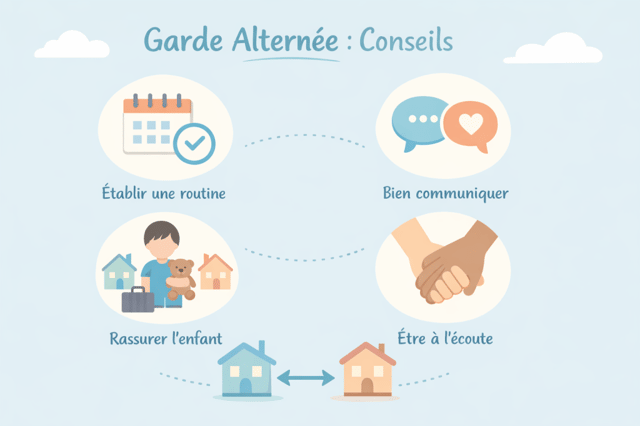 Garde alternée réussie avec conseils pour organiser la routine et la communication