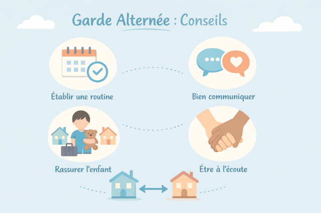 Garde alternée réussie avec conseils pour organiser la routine et la communication