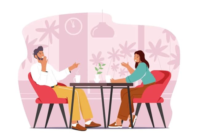 rencontrer un coparent discussion entre deux personnes lors d’un rendez-vous