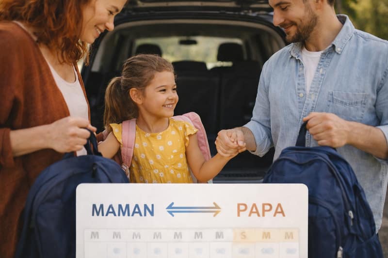 Coparentalité garde alternée parents séparés échange enfant organisation semaine maman papa