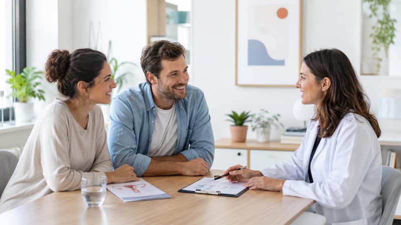 insémination avec donneur expliquée à un couple lors d’une consultation médicale