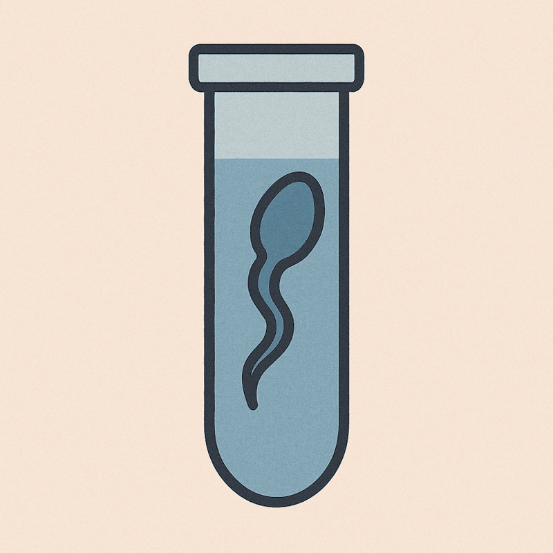 Icône d'un spermatozoïde dans un tube à essai, symbole du recueil de sperme en vue d'une insémination artisanale