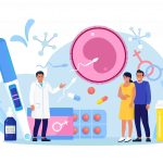 Parcours FIV avec couple et médecin en centre PMA expliquant les étapes de la fécondation in vitro