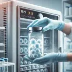 Processus de congélation des ovocytes en clinique de fertilité moderne montrant la cryoconservation pour congeler ses ovocytes