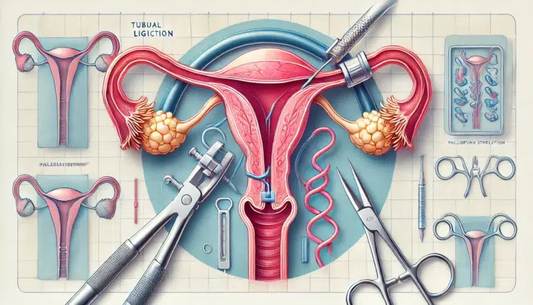 Illustration médicale de la ligature des trompes liée au choix d’avoir un enfant ou à la stérilisation féminine