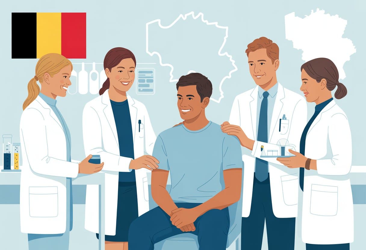 Don de sperme en Belgique illustration d’un donneur entouré de médecins