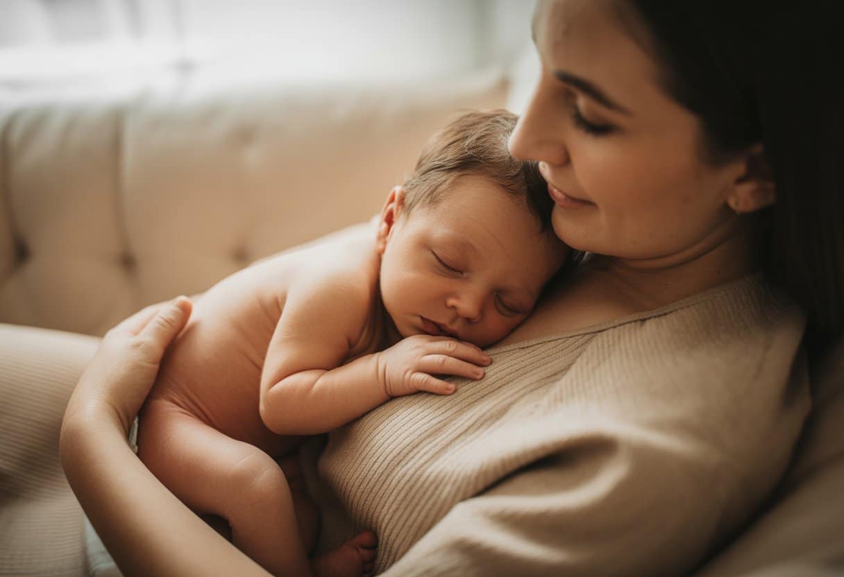 Mère avec son bébé photo d’une maman tenant son nouveau-né